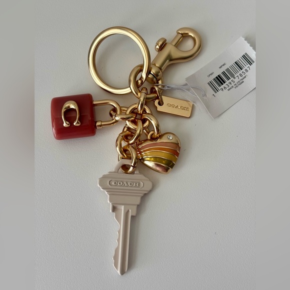 Coach Accessories - NWT Coach Keychain/Bag charm with Heart, Key and Padlock charms